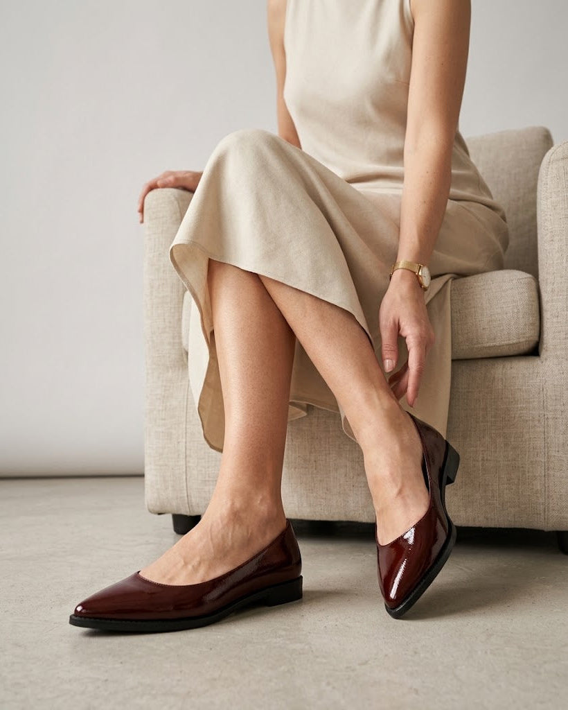 Ballerina Donna Marrone Vernice Tacco 10 - Art 504