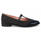 Mocassino Donna Grigio Scuro Scamosciato con Punta in Vernice Blu - Art 505