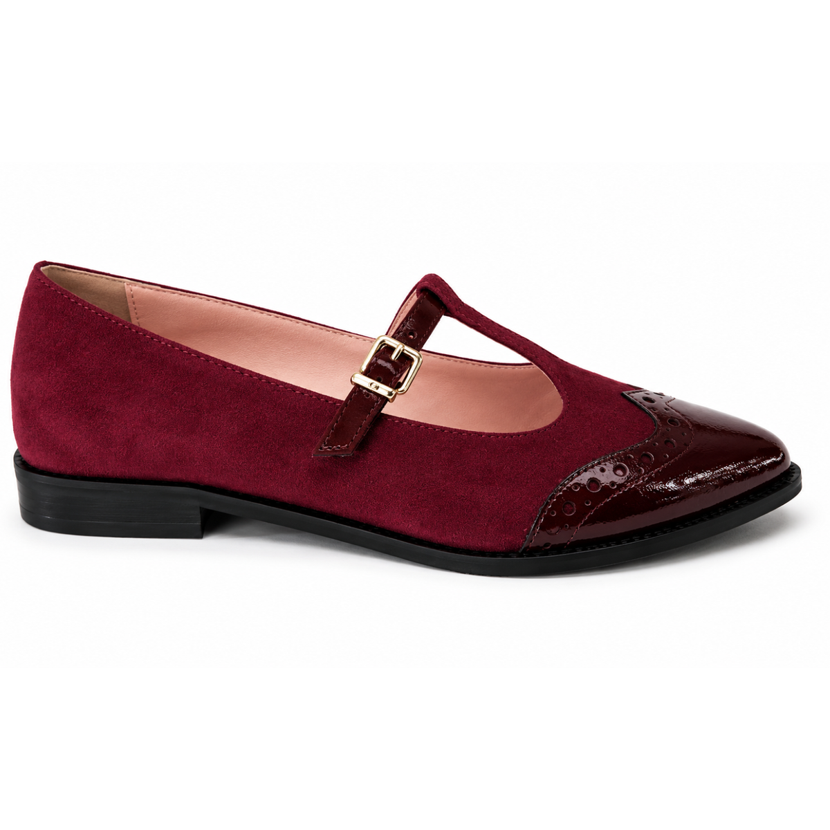 Mocassino Donna Bordeaux Scamosciato con Punta in Vernice Marrone - Art 505