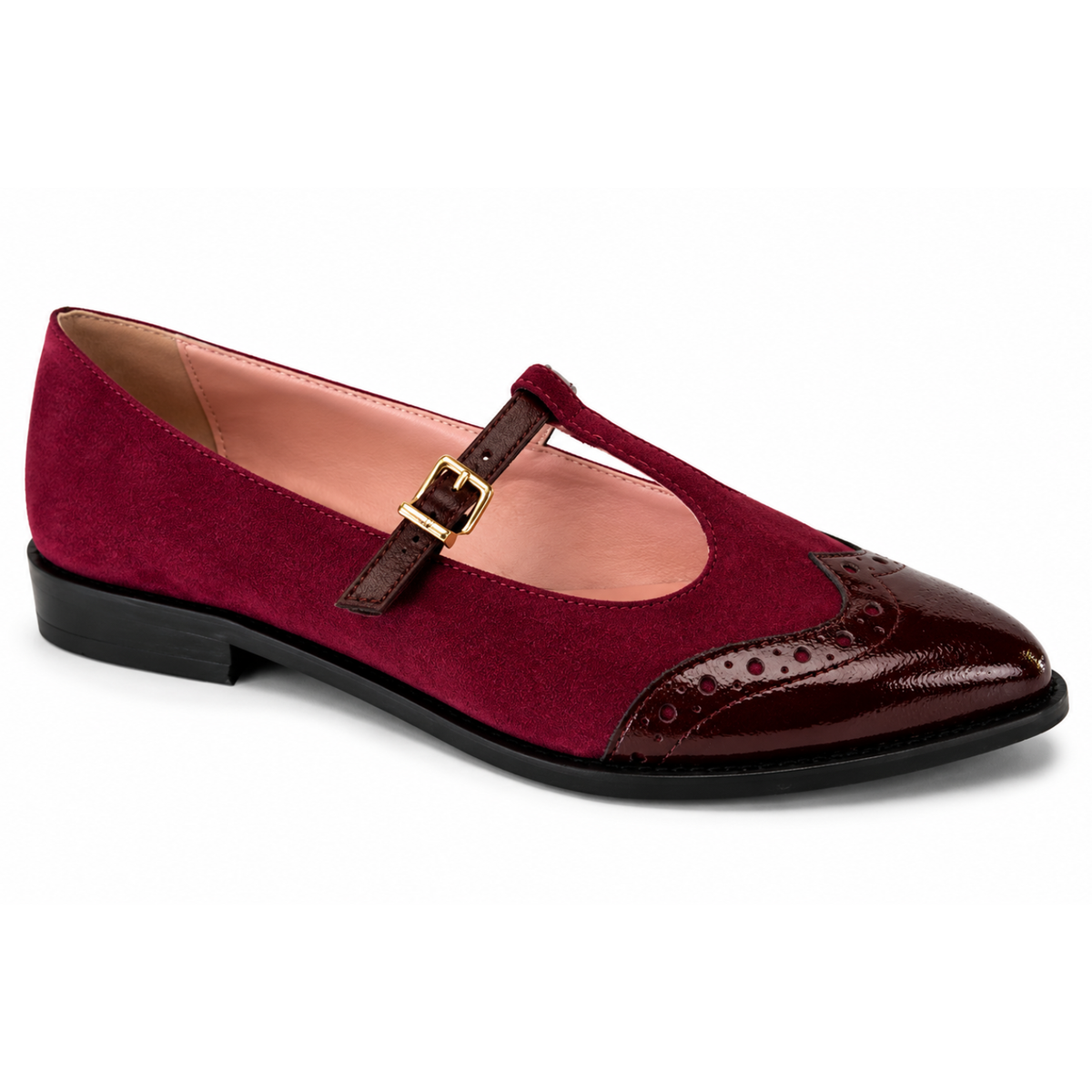 Mocassino Donna Bordeaux Scamosciato con Punta in Vernice Marrone - Art 505