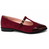 Mocassino Donna Bordeaux Scamosciato con Punta in Vernice Marrone - Art 505