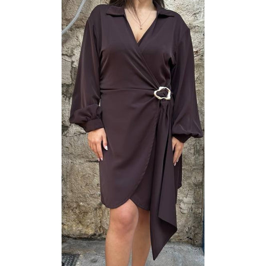 ABITO A PORTAFOGLIO MARRONE CON DETTAGLIO ORO