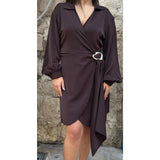 ABITO A PORTAFOGLIO MARRONE CON DETTAGLIO ORO